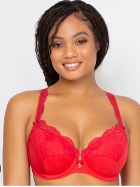 Curvy Couture Red Lace Underwire Bra